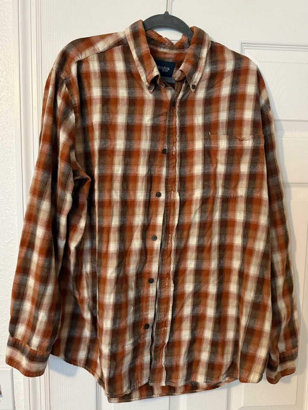 St. John's Bay Brown and Cream Plaid Button-Down Shirt